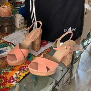 plateau Cork suede Platform heel